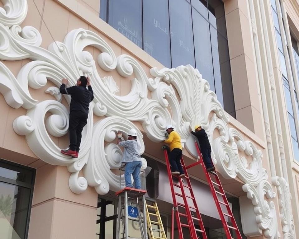 تركيب GRC لمشروع تجاري في شمال الرياض