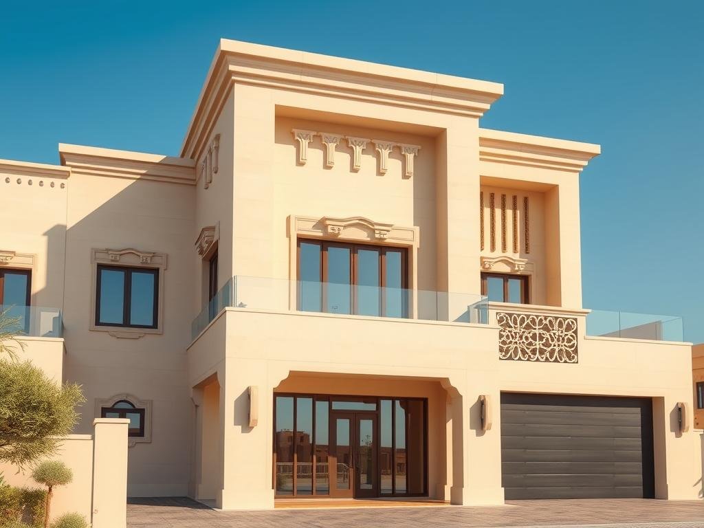 تركيب جي ار سي جنوب الرياض - واجهة فيلا مصممة بالجي ار سي