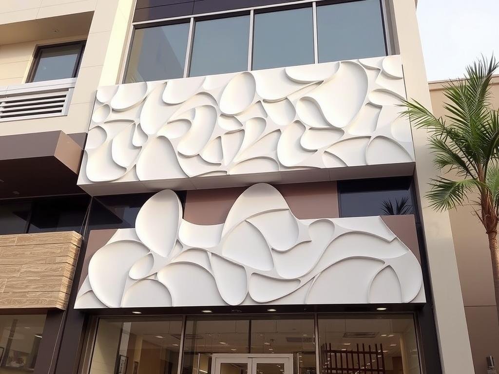 تركيب جي ار سي لواجهة مبنى تجاري في جنوب الرياض