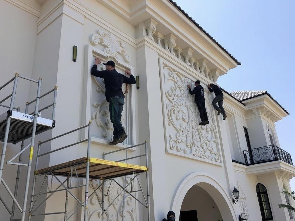 تركيب واجهات جي ار سي لفيلا سكنية فاخرة