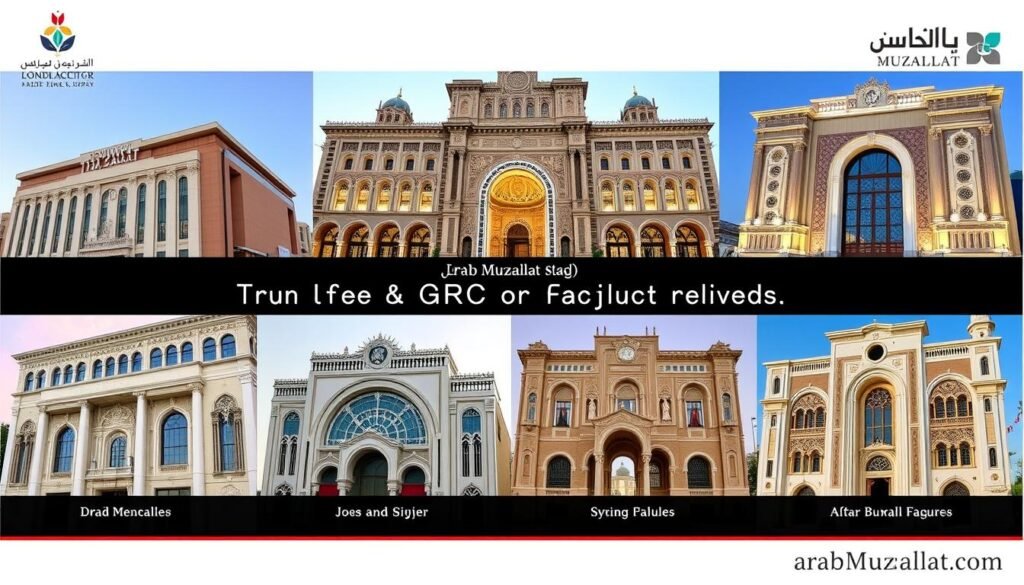 مشاريع واجهات جي آر سي منفذة من قبل شركة عرب مظلات