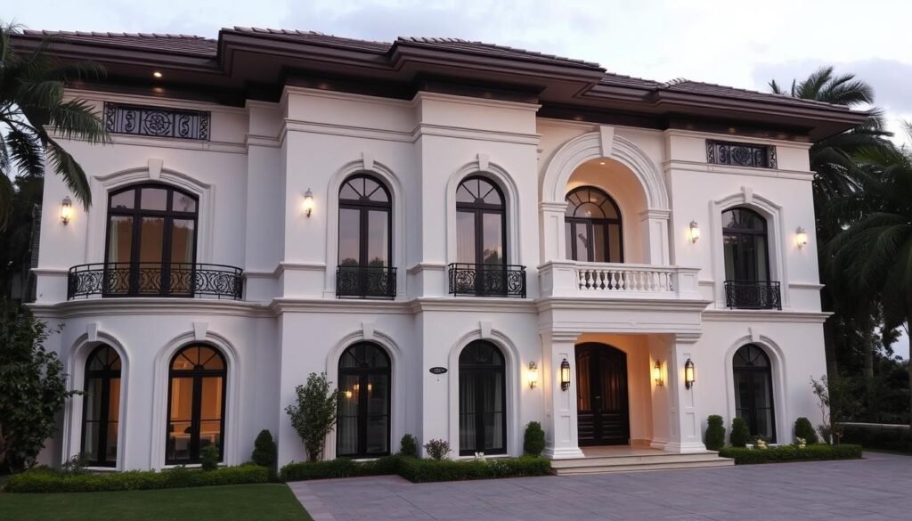 واجهة فيلا فاخرة بعد الانتهاء من تركيب الجي ار سي