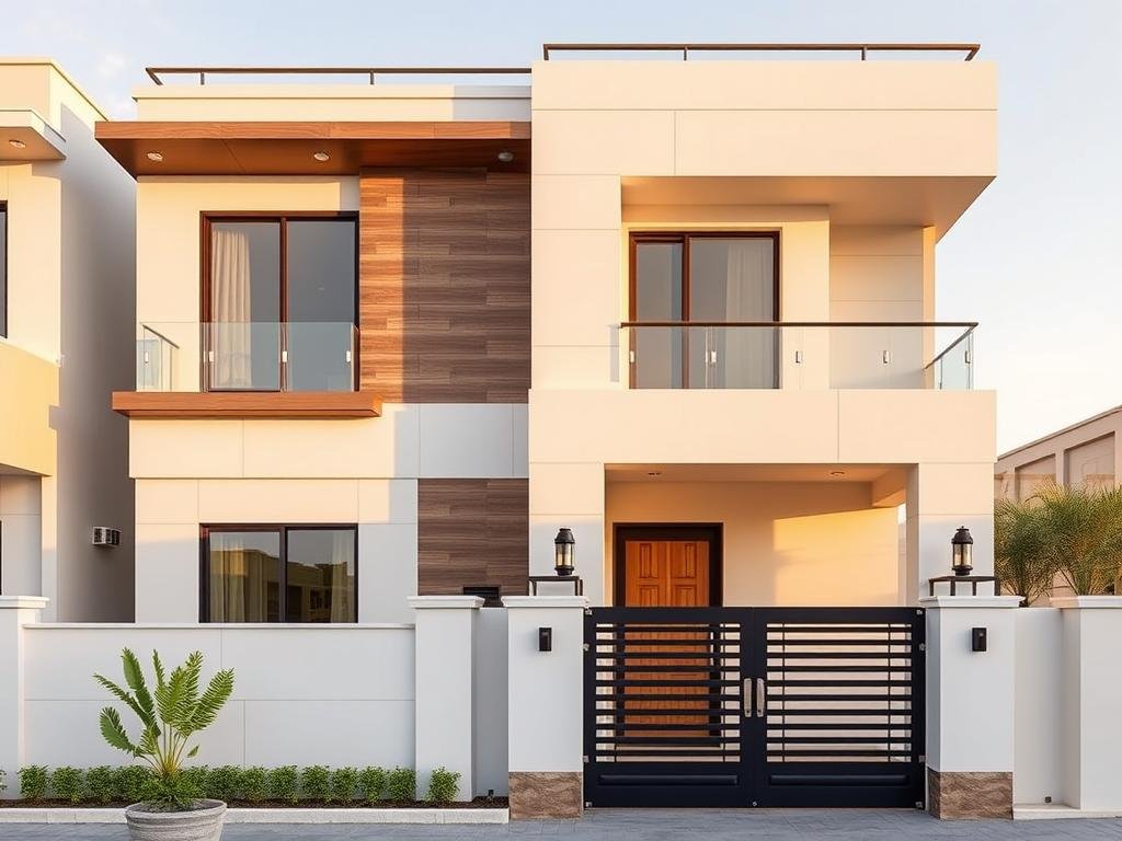 واجهة فيلا مصممة بالجي ار سي في حي النرجس جنوب الرياض