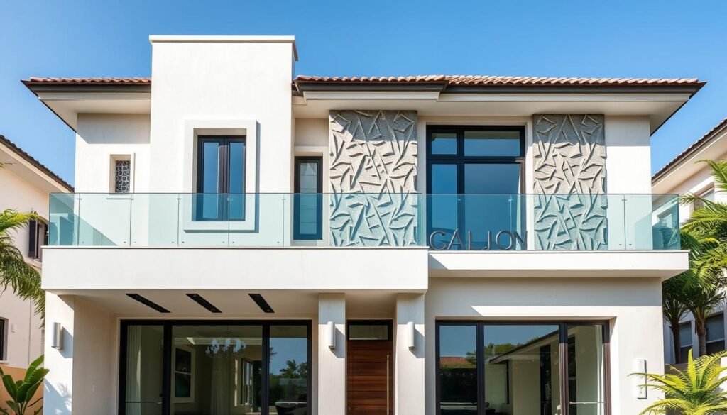 واجهة فيلا مصممة بتركيب جي ار سي بتصميم عصري