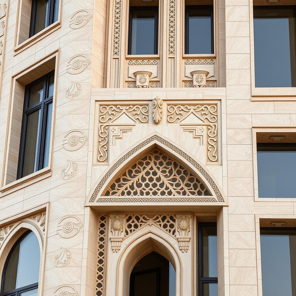 واجهة مبنى مصممة بالجي ار سي في جنوب الرياض