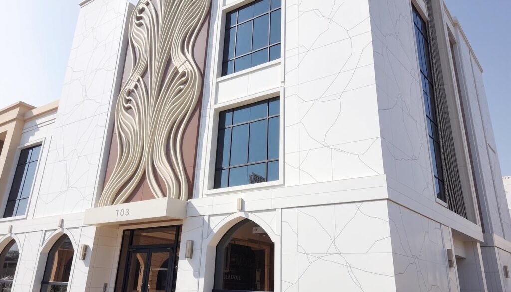 واجهة مبنى مصممة بتقنية GRC في شمال الرياض