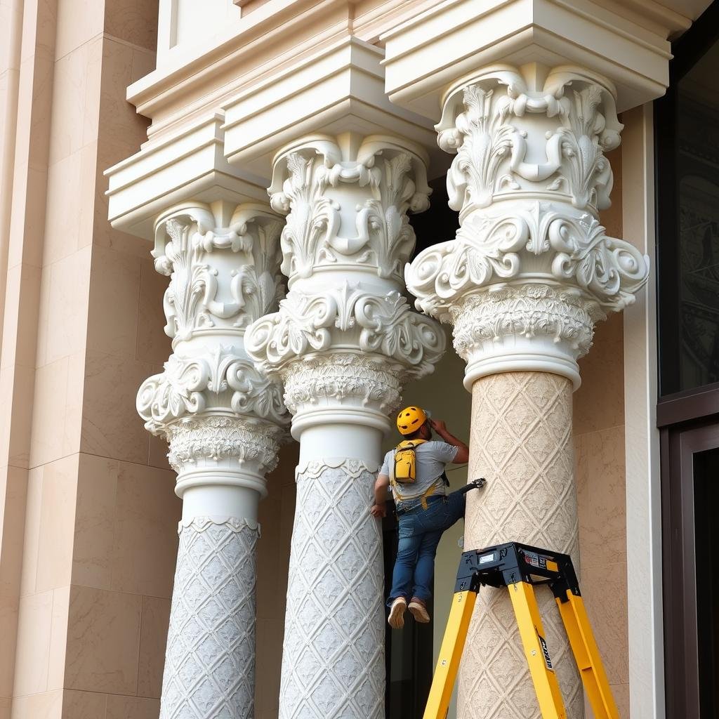 تركيب أعمدة جي آر سي زخرفية في الرياض