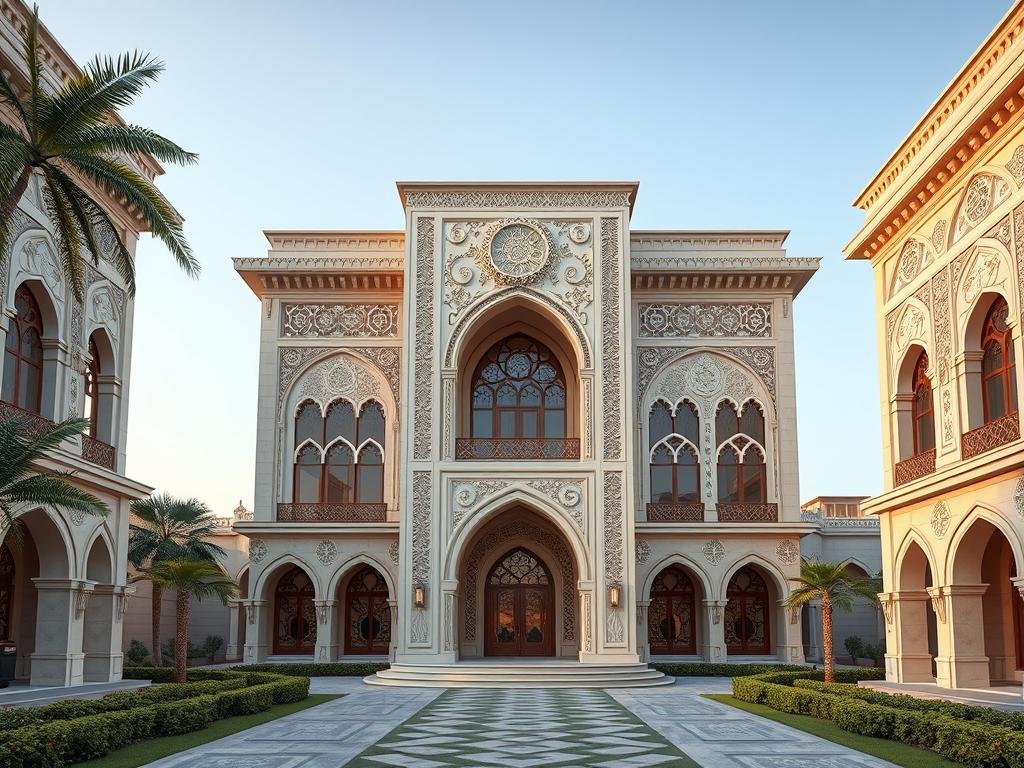 تركيب واجهات جي آر سي بالرياض لقصر فخم بطراز إسلامي