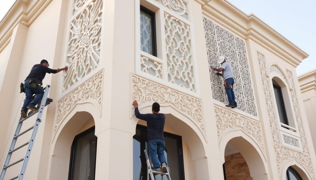 تركيب واجهة جي ار سي لفيلا سكنية في الرياض