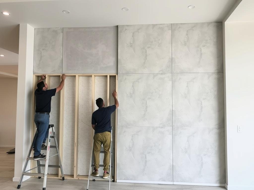 تطبيق اسمنت بورد على الجدران الداخلية مع تشطيبات مختلفة