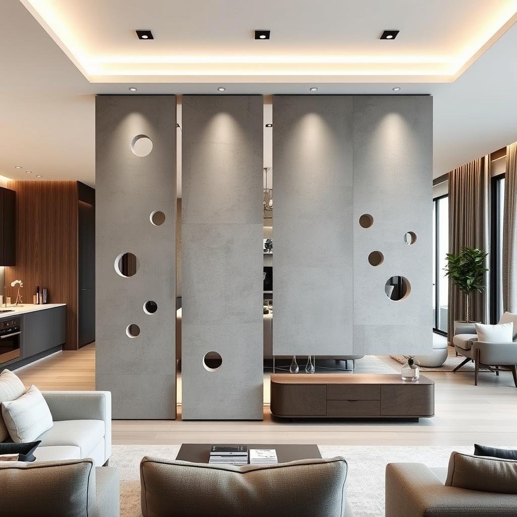 جدار فاصل مصنوع من اسمنت بورد بتصميم عصري