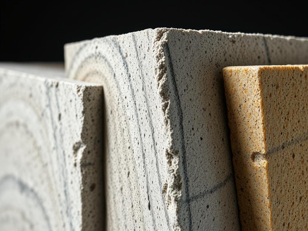 عينات من مادة الجي آر سي المستخدمة في واجهات المباني