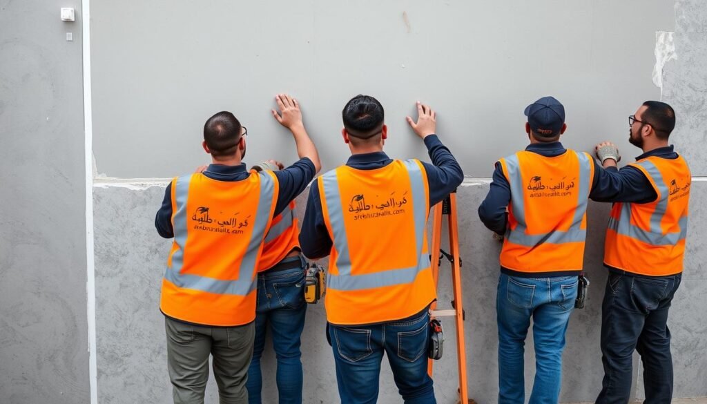 فريق عمل متخصص في تركيب ألواح الأسمنت بورد