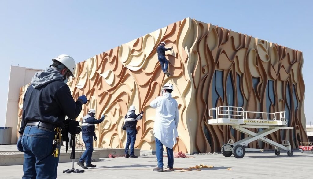 فريق عمل متخصص في تركيب واجهات جي آر سي بالرياض