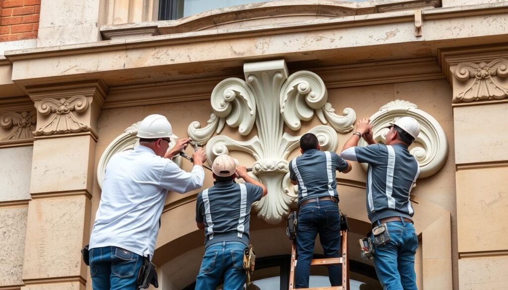 فريق عمل محترف يقوم بتنفيذ أعمال جي آر سي بدقة واحترافية