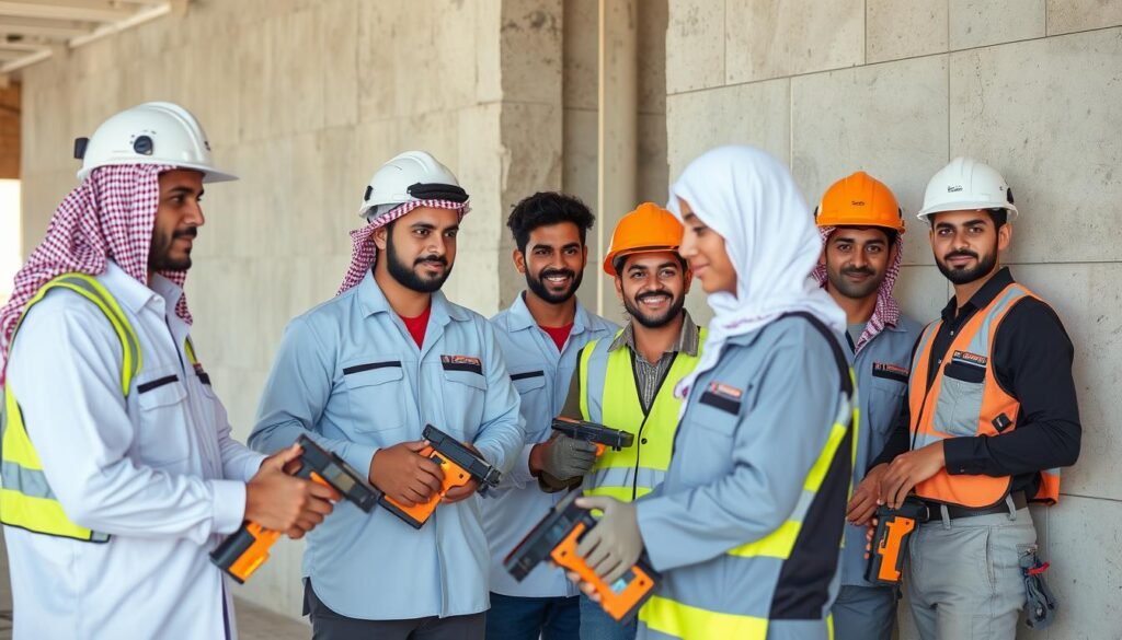 فريق متخصص من معلمي وفنيي تركيب اسمنت بورد