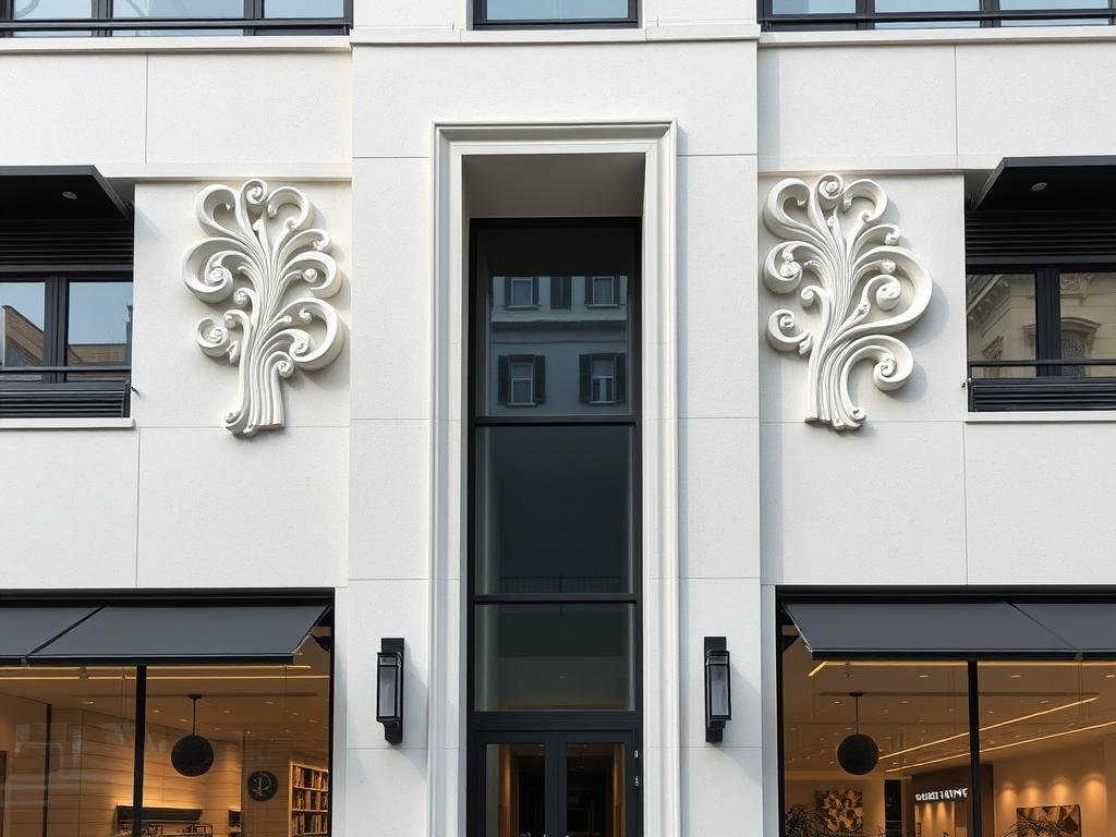 مبنى تجاري بديكورات جى ار سى مودرن