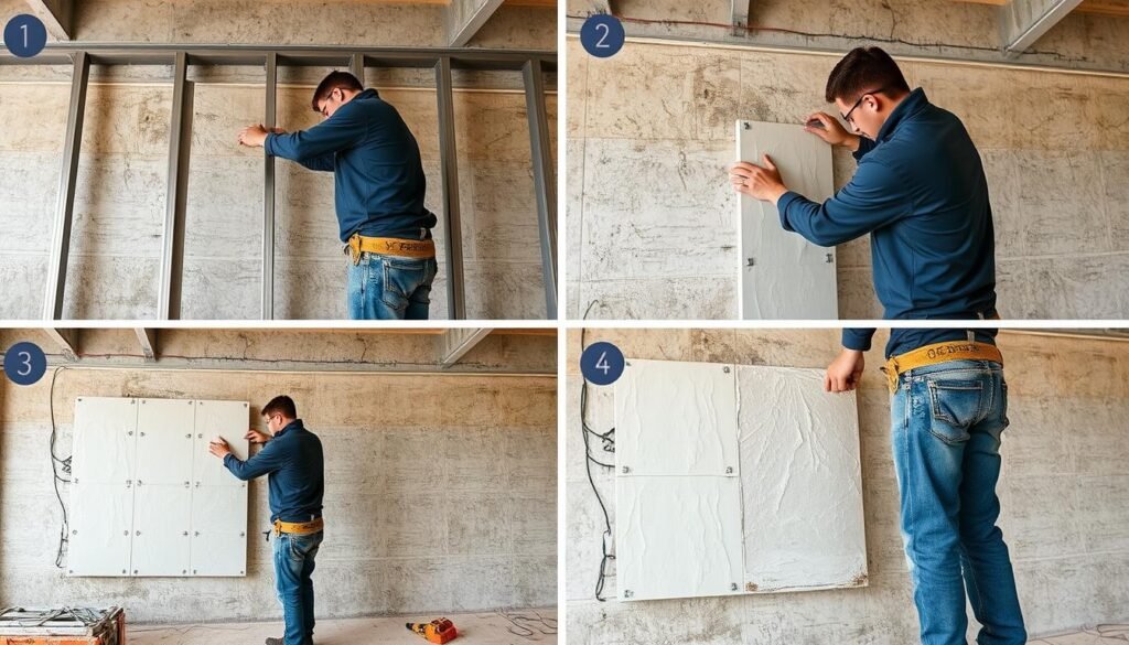 مراحل تركيب أسمنت بورد بواسطة فني متخصص