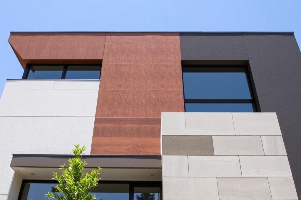 واجهة خارجية مصممة بأسمنت بورد بتشطيبات متنوعة