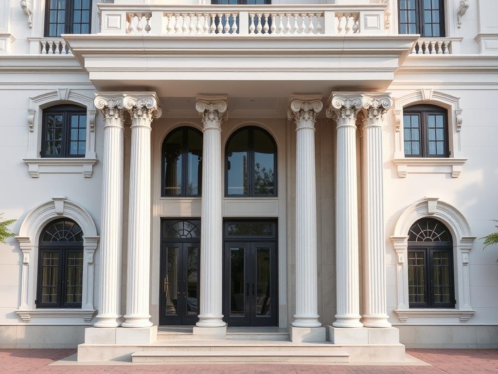 واجهة فيلا بديكورات جى ار سى كلاسيكية