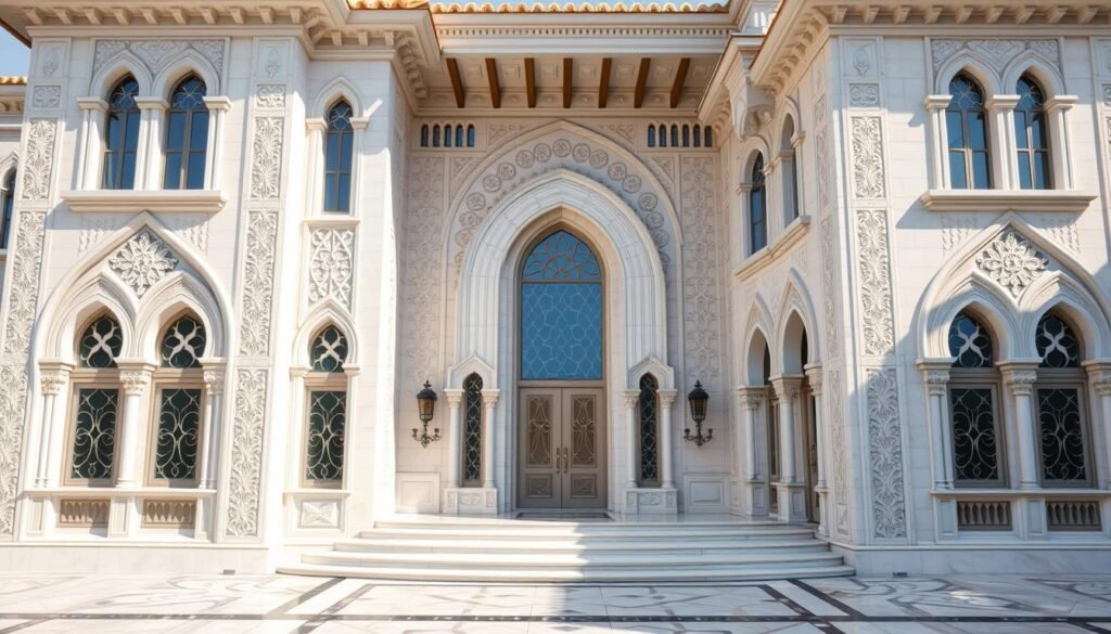 واجهة فيلا مصممة بمادة جي آر سي بتصميم كلاسيكي فاخر