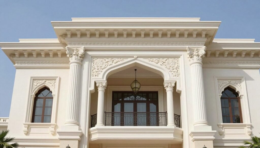 واجهة فيلا مصممة بالجي ار سي (GRC) بتصميم كلاسيكي فاخر