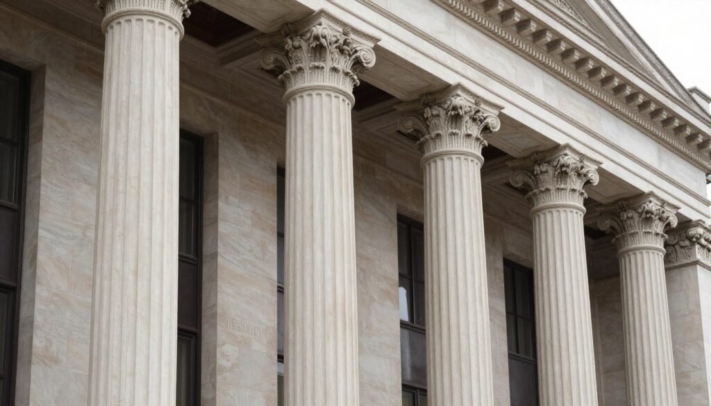 أعمدة جي ار سي بتصميم كلاسيكي في واجهة مبنى فاخر