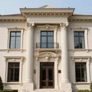 تصميم كلاسيكي لتركيب جى ار سى في واجهة فيلا