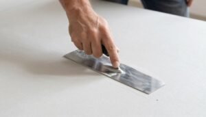 تطبيق الطبقة الأولى من المعجون على ألواح اسمنت بورد تطبيق الطبقة الأولى من المعجون على ألواح اسمنت بورد