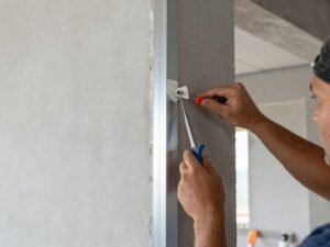 تطبيق شريط الزوايا على أركان الاسمنت بورد تطبيق شريط الزوايا على أركان الاسمنت بورد