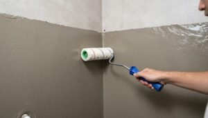 تطبيق مادة عازلة للماء على اسمنت بورد