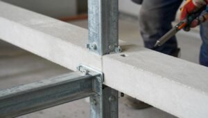 تفاصيل فنية لتثبيت عناصر جي ار سي على هيكل معدني داعم