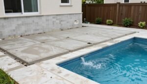 تنفيذ اسمنت بورد في مسبح منزلي