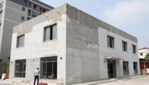 تنفيذ اسمنت بورد في واجهة مبنى تجاري