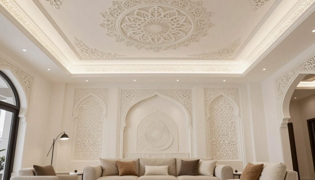 ديكورات داخلية جي ار سي في غرفة معيشة فاخرة