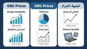 عوامل تؤثر على أسعار جي ار سي مثل التصميم والسماكة والمساحة
