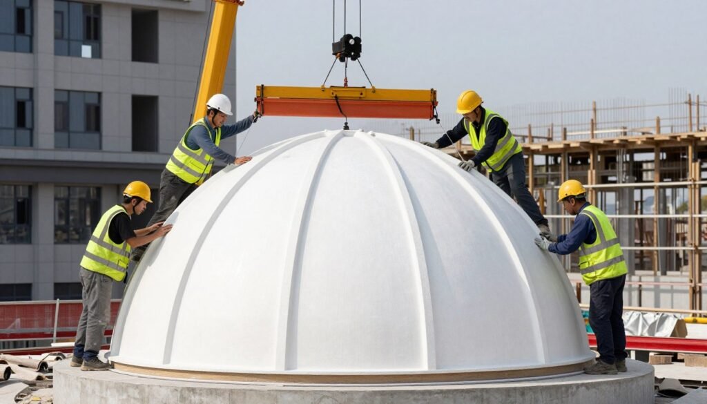 فريق عمل متخصص في تركيب قباب جي ار سي