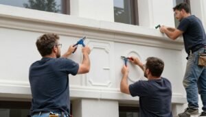 فريق متخصص يقوم بتركيب ديكورات جي ار سي