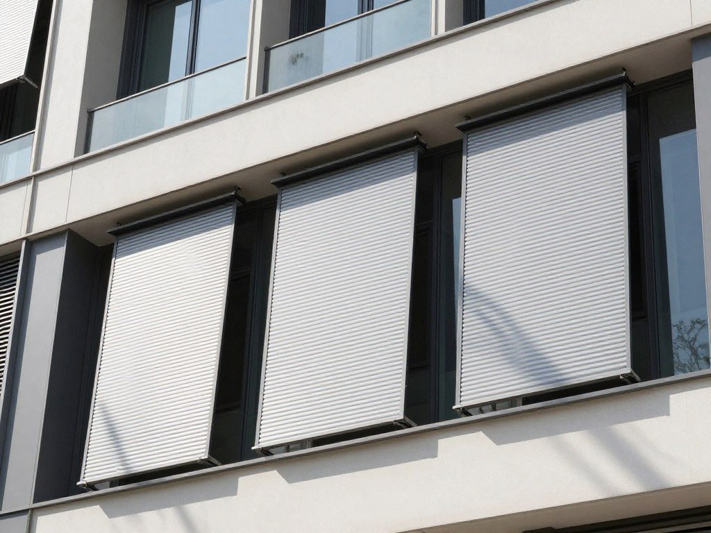 كاسرات شمسية من الجي ار سي مثبتة على واجهة مبنى حديث