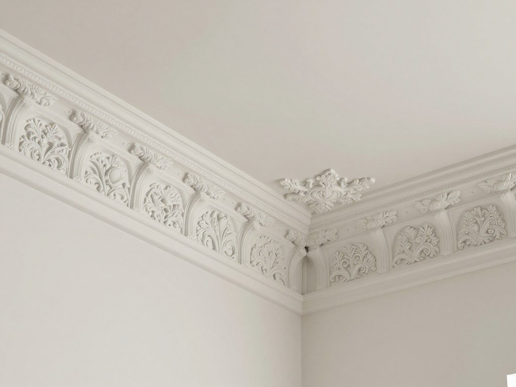 كورنيشات وقوالب زخرفية من الجي ار سي مثبتة على سقف داخلي