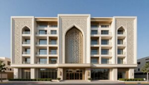 مبنى حديث بواجهات جى ار سى (GRC Facades) في المملكة العربية السعودية