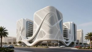 مبنى مستقبلي باستخدام ألواح جي ار سي