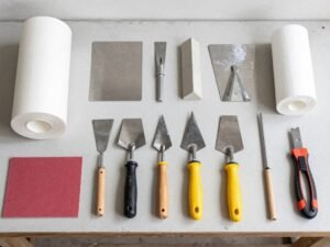 مجموعة أدوات تشطيب اسمنت بورد مرتبة بشكل منظم مجموعة أدوات تشطيب اسمنت بورد مرتبة بشكل منظم