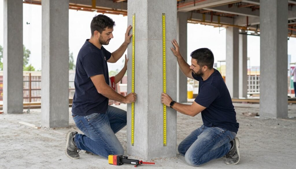 مراحل تركيب أعمدة جي ار سي في أحد المشاريع