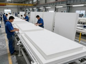 مراحل تصنيع واجهات جى ار سى (GRC Facades) في المصنع