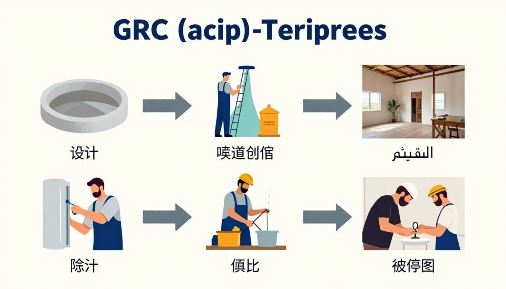 مراحل تنفيذ أعمال تشطيب جي ار سي من التصميم إلى التركيب النهائي