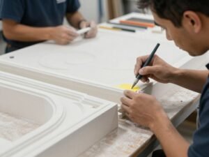 مرحلة التشطيب النهائي لعناصر الجي ار سي وإضافة الألوان والملمس