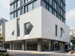 مشروع مبنى تجاري بواجهة جي ار سي عصرية