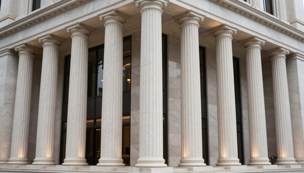 مشروع مكتمل يظهر جمال أعمدة جي ار سي في التصميم المعماري