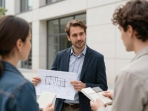 معلم جى ار سى يقدم استشارة لعميل حول تصميم واجهة GRC